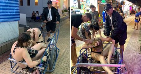 Police escort drunk backpackers to their hotel in a unique fashion