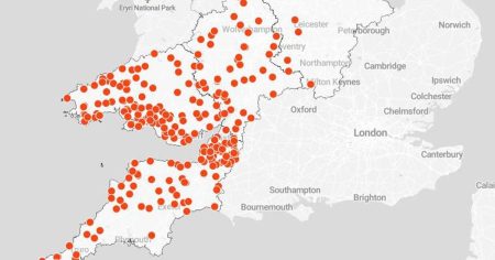 UK Power Outage Distribution Map Following Storm Darragh