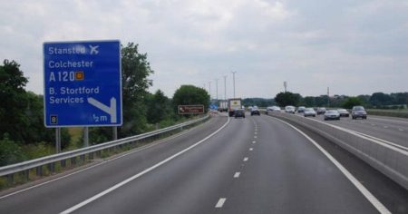 M11 Closure Near Stansted Airport Due to Vehicle Fire and Oil Spill Causing Significant Traffic Delays