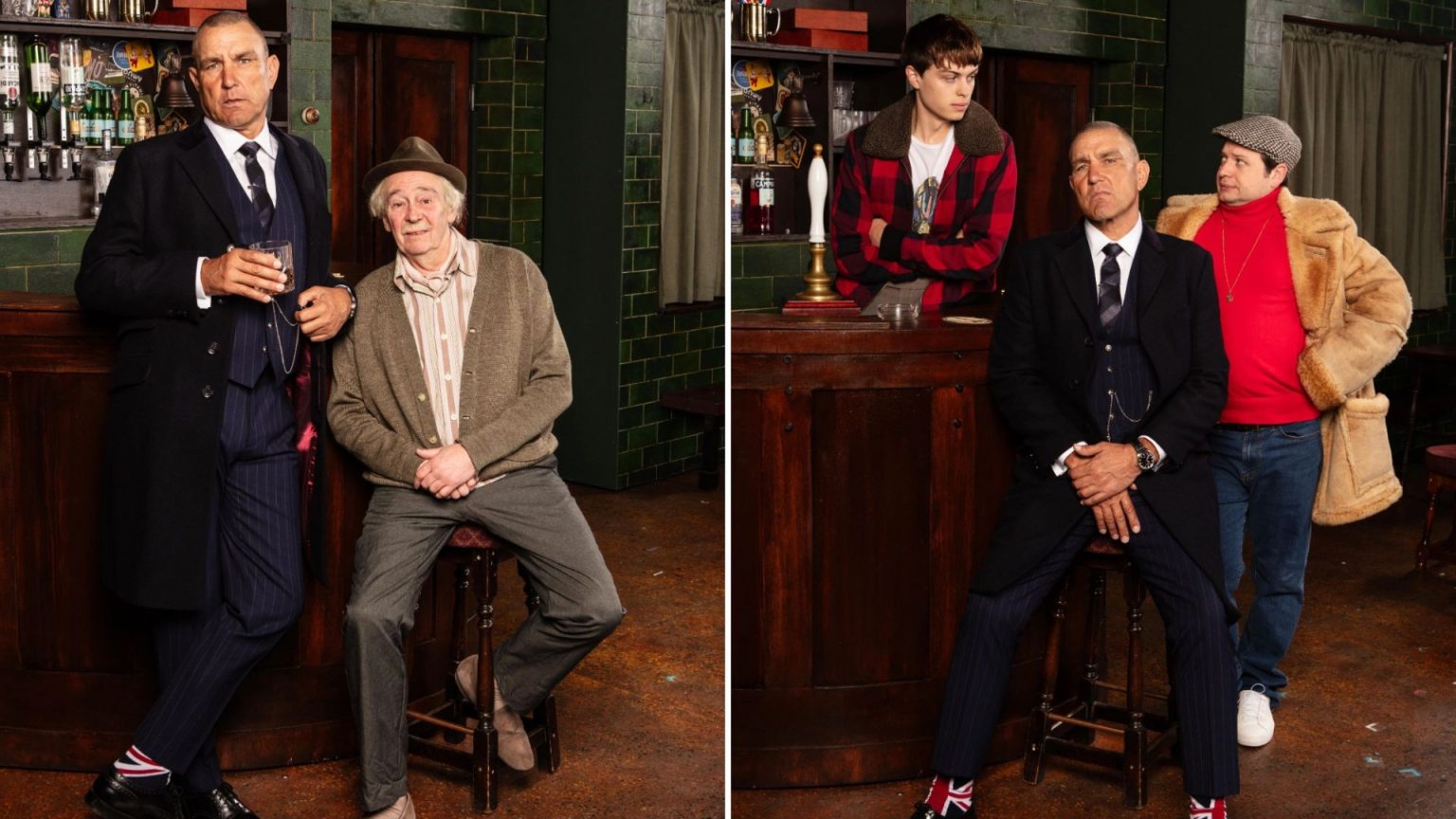 Witness tough guy Vinnie Jones play gangster Danny Driscoll as he gets ready to take the stage in Only Fools and Horses.