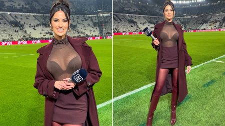 DAZN host stuns in leather boots and see-through top at Juventus vs Inter as fans hail ‘new Diletta Leotta’