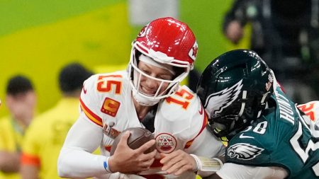 Patrick Mahomes and Travis Kelce in horror Super Bowl with Chiefs destroyed by Eagles – and even Taylor Swift is booed