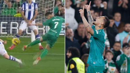 Antony equals last season’s Man Utd goal tally in FOUR games with Real Betis as LaLiga hails stunning volley
