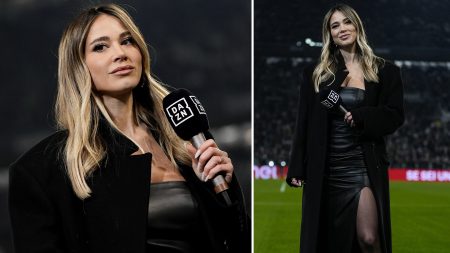 DAZN host Diletta Leotta stuns in figure-hugging leather dress for Serie A derby as fans hail ‘perfect Sunday evening’
