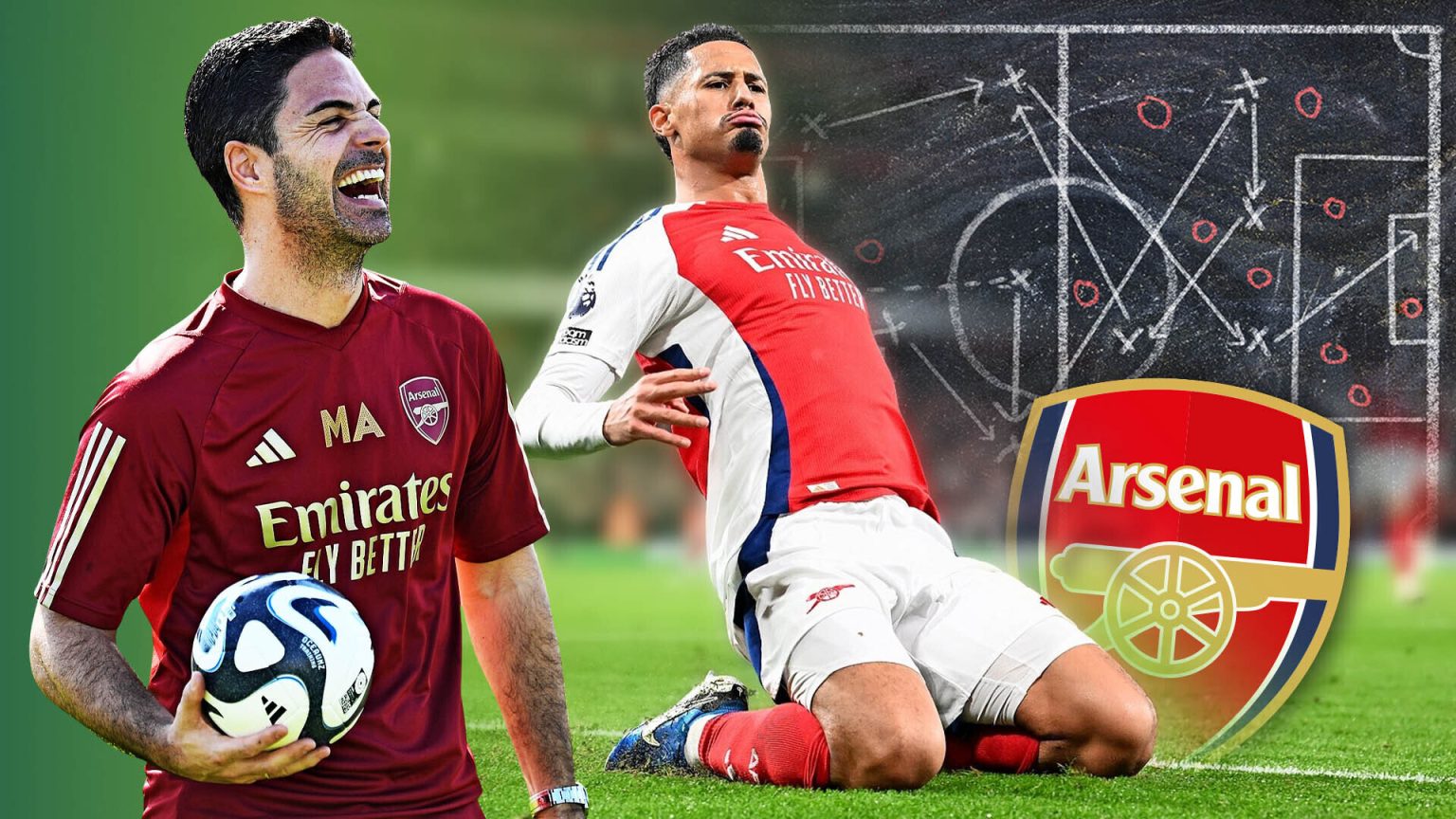 ‘We are going to have to be creative’ – Saliba emerges as shock Arsenal striker option alongside Calafiori and Merino