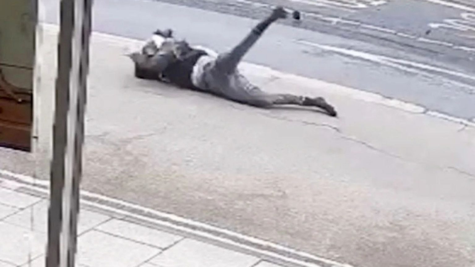 Dramatic moment yob somersaults through the air after crashing stolen motorbike in high-speed cop chase