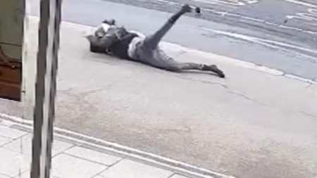 Dramatic moment yob somersaults through the air after crashing stolen motorbike in high-speed cop chase