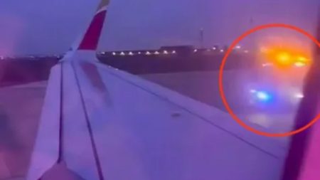Plane passenger opens emergency exit and LEAPS OUT after attacking flight attendant in horror clash