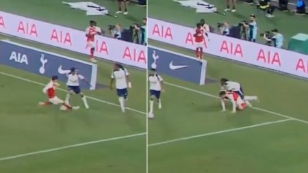 ‘What’s wrong with him?’ – Bizarre moment Havertz fouls the WRONG Tottenham player after Arsenal star sent for a hotdog