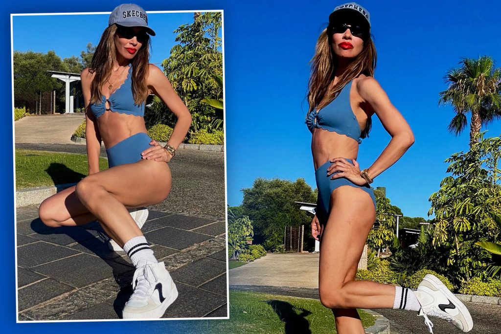 Myleene Klass, 47, wows as she pairs sexy blue bikini with trainers
