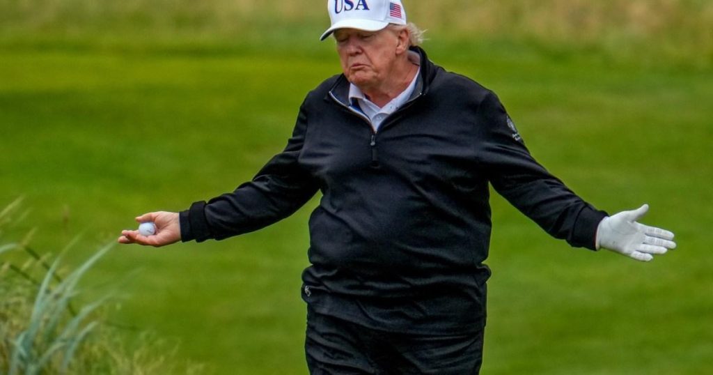 Donald Trump’s caddy drops golf ball moments before president takes a shot