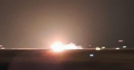 Boeing fighter jet crashes and bursts into flames moments after taking off