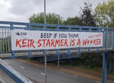 ‘Beep if you think Starmer’s a w***er’ sign removed by police after constant honking