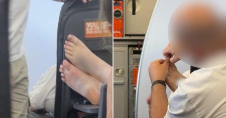 Man picks ‘dirt from under his partner’s toenails’ during easyJet flight