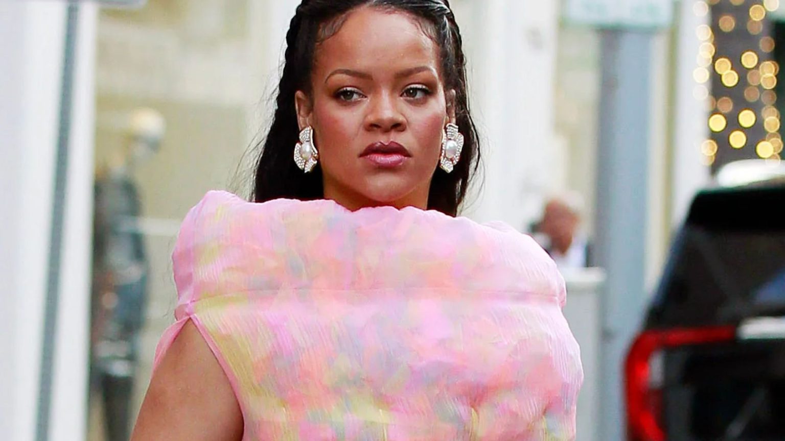 Rihanna shows off baby bump as she is spotted out in LA wearing £2.1k marshmallow-inspired designer dress
