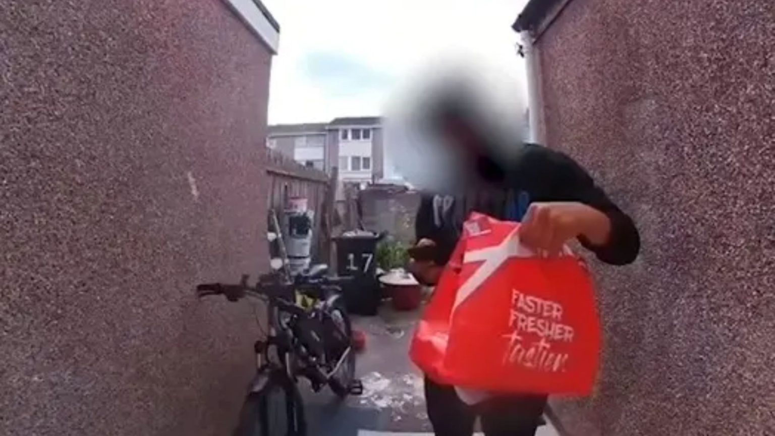 Shocking moment Deliveroo rider caught ‘stealing customer’s food’ after delivering order to front door