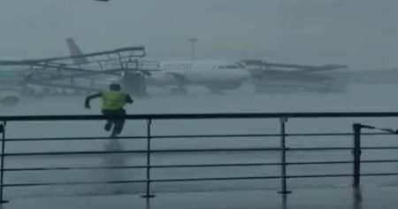 Three planes damaged after storm sends unsecured gear crashing into aircraft