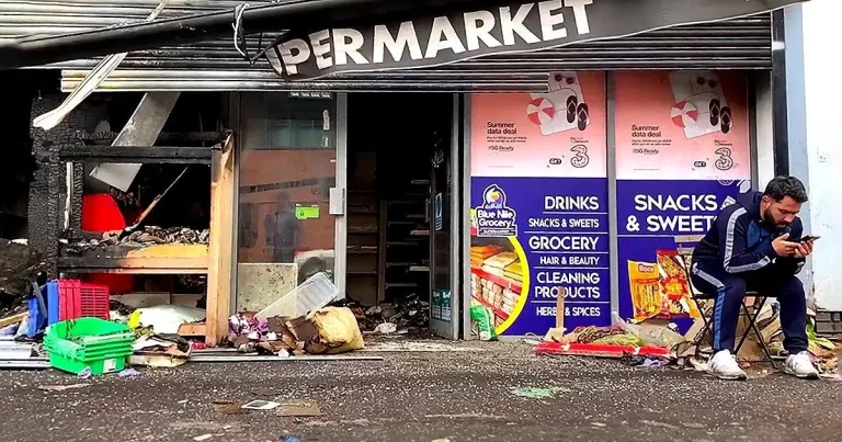 Supermarket destroyed in 2024 targeted again in Belfast riots