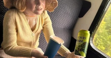 Missing child mannequin found on train holding a can of cider