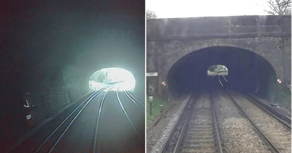 Rail workers came seconds from being crushed by London passenger train