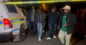 Moment man charged with murder of wife and children is arrested in South Africa