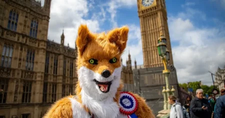 Human fox joins Count Binface in run against Nigel Farage for Clacton byelection