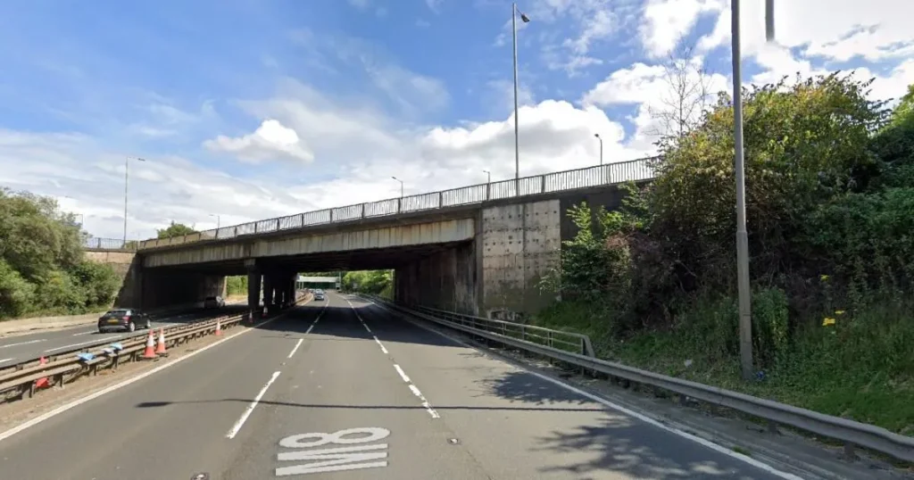 Car crashes off motorway bridge injuring two women