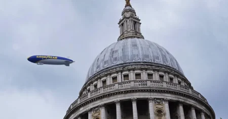 Iconic Goodyear blimp returns to London for first time in years