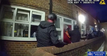 Bodycam footage shows moment suspected knife smuggler woken by police sawing through door