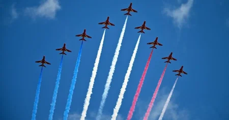 Where will the Red Arrows fly this bank holiday weekend after returning to the UK?