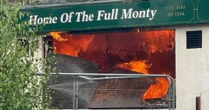 Former working men’s club made famous by Full Monty goes up in flames