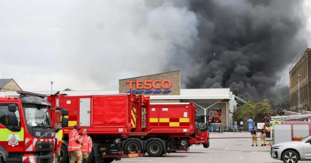 Fire near Tesco superstore prompts evacuation over fear of ‘toxic fumes’