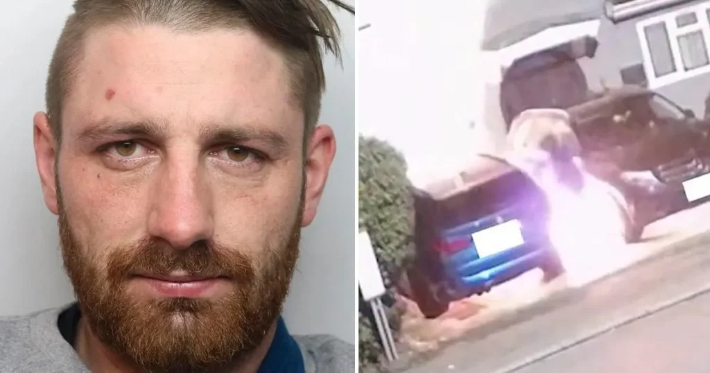 Arsonist sets himself on fire while torching family cars and home