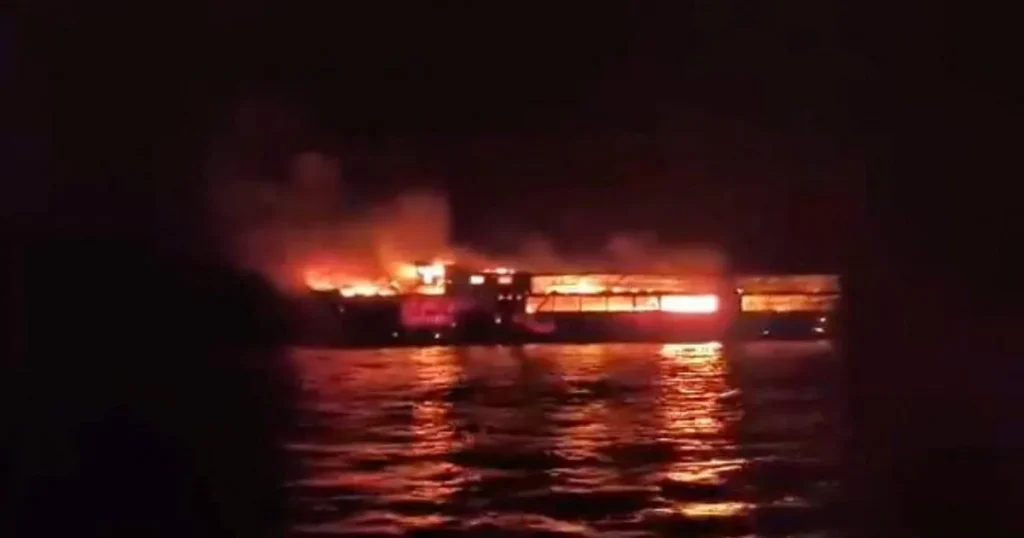 At least five dead and 86 missing after passenger ferry fire