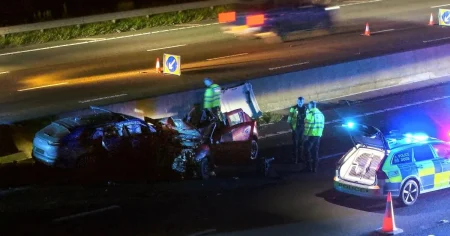 Girl, 15, and woman arrested after wrong-way crash on M1 leaves man in hospital
