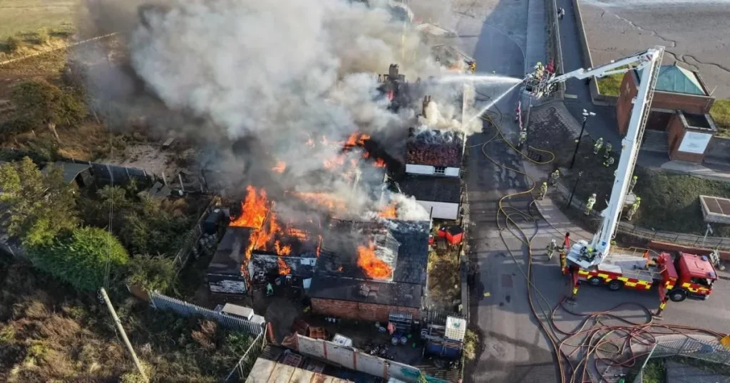 Arson arrest after fire ravages Grade II listed pub goes up in flames