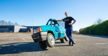 Mechanic turns Fiat Panda into world’s narrowest car – and he can still drive it