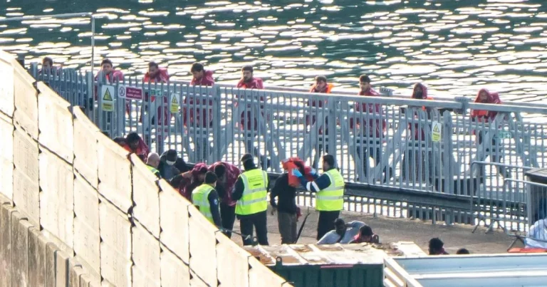 ‘Patriots’ block ambulances at anti-migrant protest as boat carrying 120 prepares to land in UK