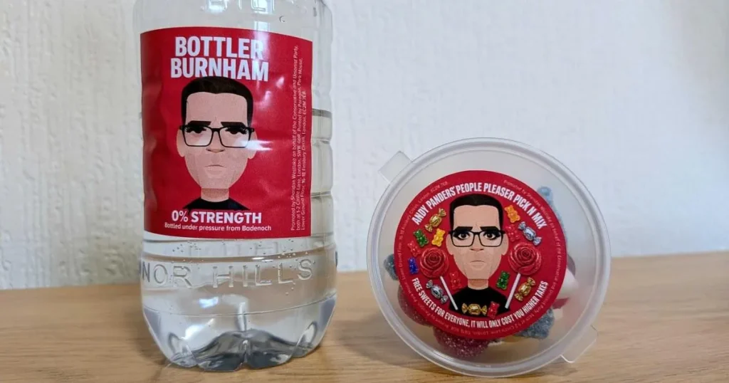 Artist hits out at Tories for ‘using his Andy Burnham cartoon’ on water bottle