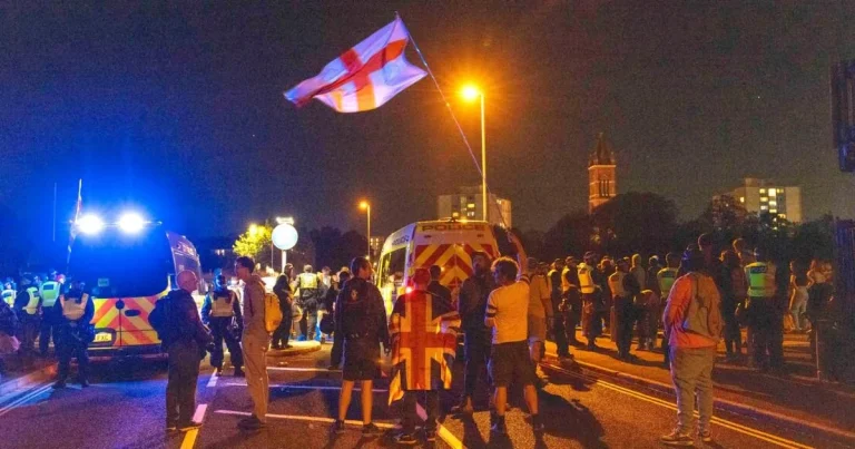 Anti-migrant protester sprayed ‘noxious substance’ in police officers’ faces