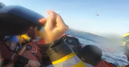 RNLI save family stuck in 4×4 about to be washed away on causeway