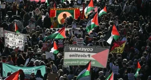 Several arrests at pro-Palestine protests in London after suspected ‘criminal damage’ to war memorial