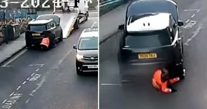Moment Range Rover rolls down hill and crushes recovery worker