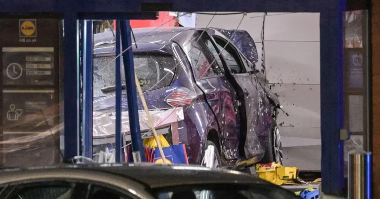 Man dies after car crashes into front of busy Lidl
