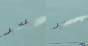 Shocking moment two military planes crash during training flight, killing all four pilots