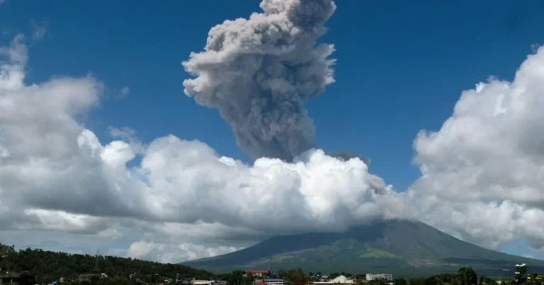 Mayon Volcano erupts spewing ash plumes two miles into the sky