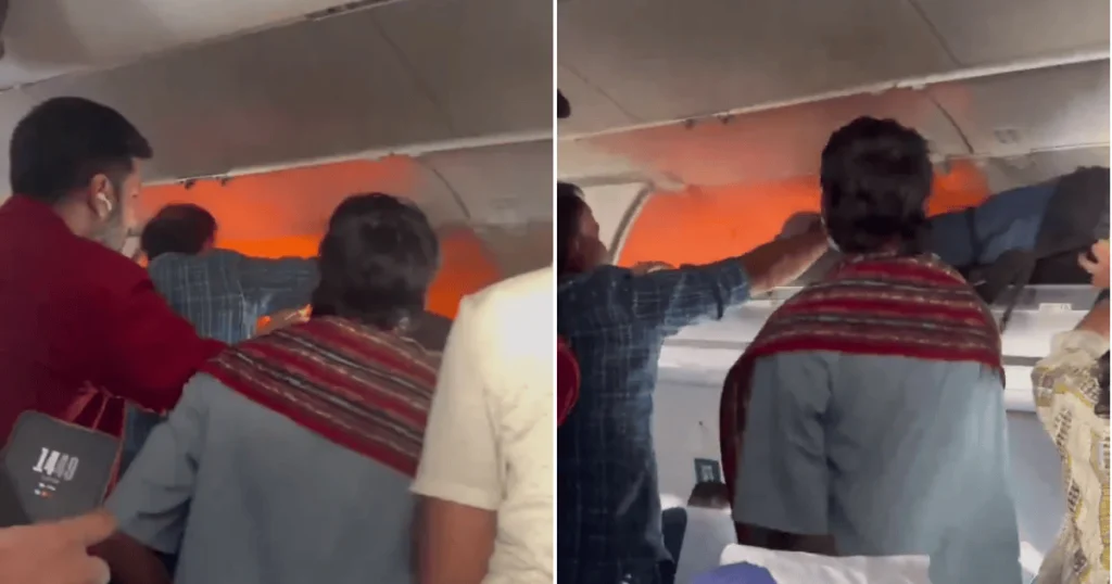 Air passengers panic after power bank explodes in overhead locker at 35,000ft