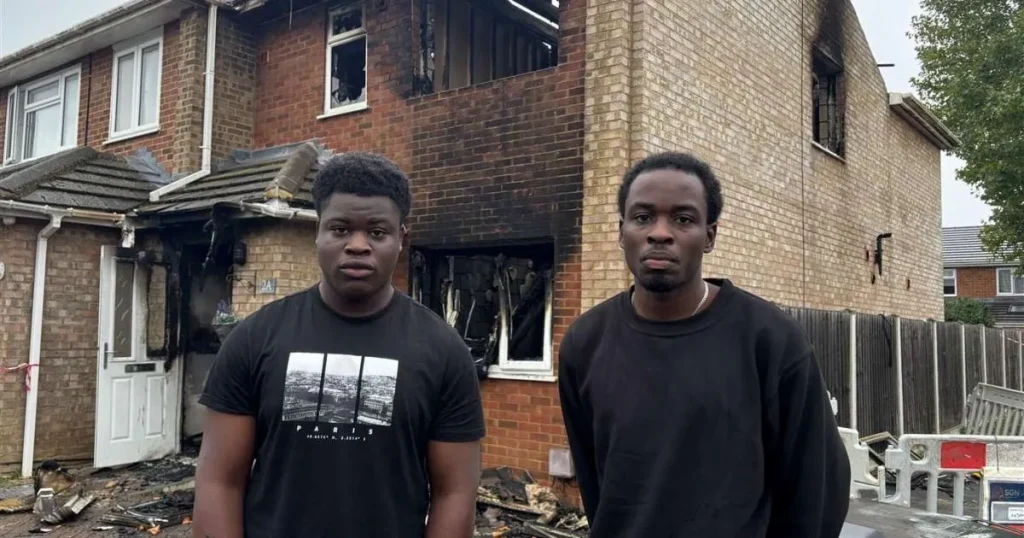Mum faints in street watching family house burn down in fire started by tumble dryer